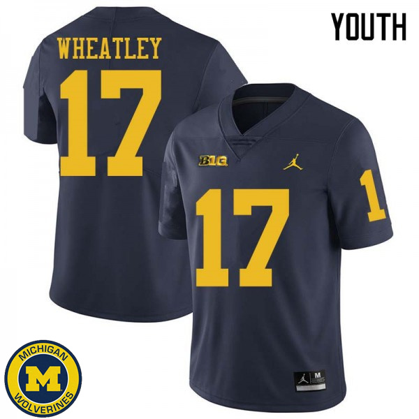 Youth Michigan Wolverines #17 Tyrone Wheatley Navy Jordan Brand Alumni Jersey